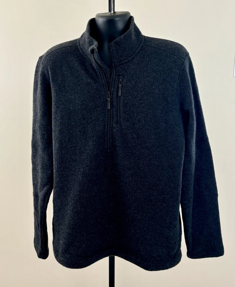 SMARTWOOL HUDSON TRAIL FLEECE Mens Large Gray Half Zip Long Sleeve Wool Sweater - Image 1 of 4