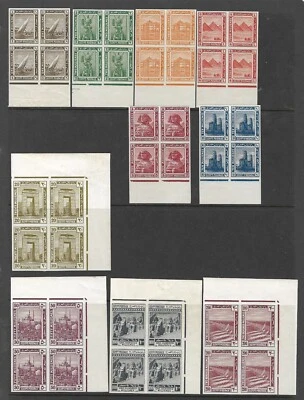EGYPT 1914-15, 10 PICTORIAL BLOCKS x4, 6 SMALL VALUES & 4 HIGH VALUES, NP $1200 - Image 1 of 2