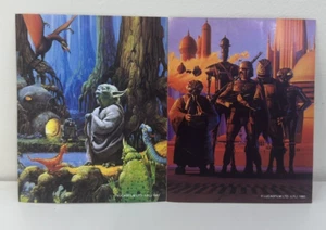 Original 1980 Star Wars 2er Set - Kopfgeldjäger/Yoda große Aufkleber 5" x 4" - Bild 1 von 4