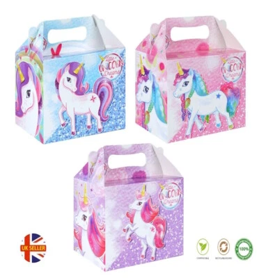 PEQUEÑOS SUEÑOS DE UNICORNIO Niñas Cumpleaños Fiesta Cajas Diversión Picnic Comida Caja de Comidas Foto 1 de 3