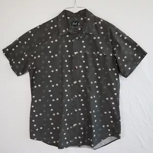 Lost Shirt Mens Large Skater Surfer Casual Button Patterned Gray Short Sleeve - Picture 1 of 5
