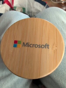 Vintage MICROSOFT CERAMIC WATER BOTTLE Bamboo Lid Rare - Picture 1 of 6