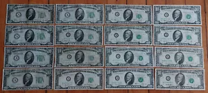 1928-1995 $10 Bills 16 Diff Years BOSTON "A" District Lot Federal Reserve Notes - Picture 1 of 4