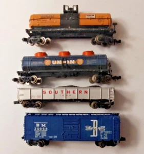 N Scale 4 car lot 2 Tankers Hooker Union southern Gondola B&M Box car - Picture 1 of 3
