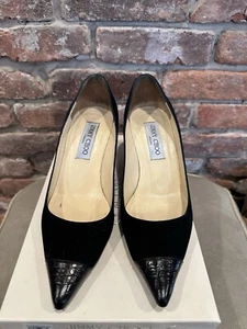 Jimmy Choo Anvil Sud Suede Mock Crock Black ~ EU 36.5 / US 6.5 - Picture 1 of 9