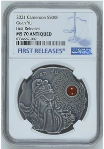 NGC MS70 The Three Kingdoms Guan Yu Commanders 1/2oz Silver Coin Cameroon 2021 - Picture 1 of 2