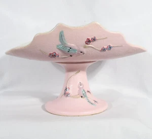 Hull Serenade Pink Fruit Bowl On Pedestal S15 (7" Tall) - Picture 1 of 7
