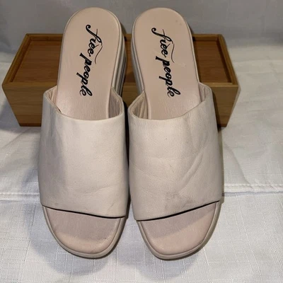 Free People Tan Leather Harbor Platform Sandals Wedge Slide 38.5 Women’s 7.5- 8 - Изображение 1 из 4