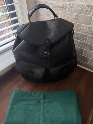 Mochila de cuero Mulberry forrada en Gotham auténtica con herrajes dorados y bolsa para el polvo Foto 1 de 4