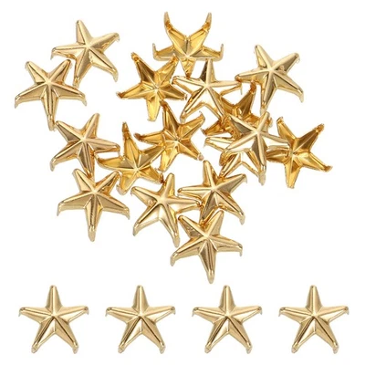100Pcs Star Studs Rivets, 10mm Metal 5-Claw Nailhead Punk Rivet Stud, Light Gold Foto 1 de 4