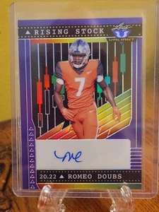 2022 Leaf Valiant Rising Stock Purple #RS-RD1 Romeo Doubs Rookie Auto, S#/15 - Bild 1 von 3