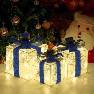 Juego de 3 Cajas de Regalo Iluminadas Decoración Navidad Funciona con Pilas Blanco Cálido LED - Imagen 1 de 7