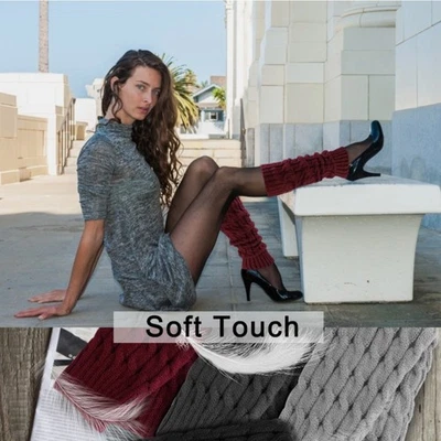 Женщин ноги грелки крючком трикотажа ребристый колена твердого зимние ботинки шерсти носок длинный - Изображение 1 из 4