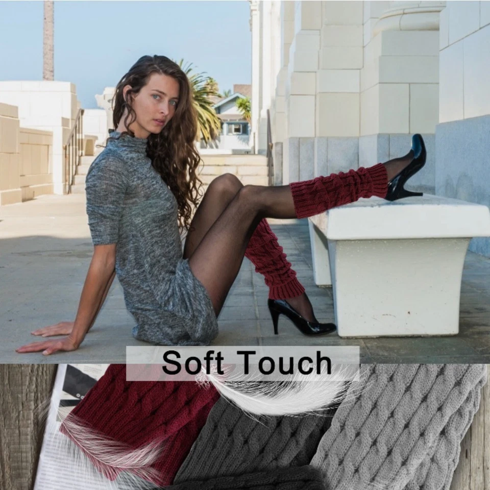 Mujer Calentadores de Piernas Crochet Tejido Acanalado Hasta la Rodilla Sólido Invierno Bota Lana Calcetín Largo Foto 1 de 4