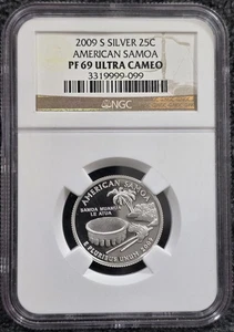 2009 S Silver American Samoa Proof Quarter NGC PF 69 Ultra Cameo / 25C Combine  - Picture 1 of 2
