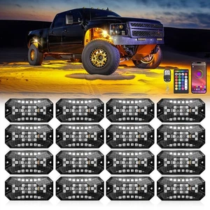 16 Pods RGBW Rock Lights Full Angle Waterproof Off Road Truck LED Underglow Lamp - Bild 1 von 14