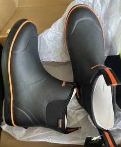 TIDEWE Hombres Impermeable Pull-On Botas de Cubierta Talla 7 Neopreno Goma Tobillo Negro/Org - Imagen 1 de 10