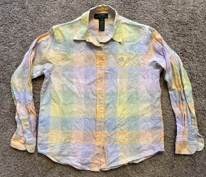 Ralph Lauren Green Label 100% Linen Pastel Plaid L/S Button Up Shirt SZ PM - Picture 1 of 9