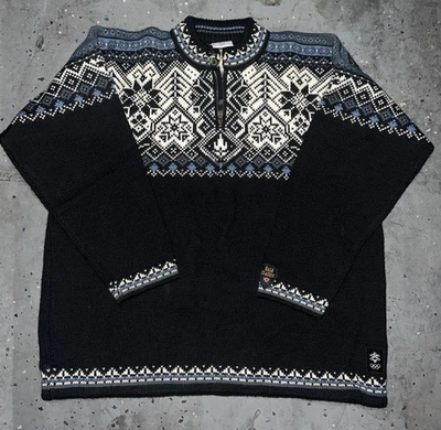 DALE OF NORWAY Men's 1/4 Zip Wool Pullover Salt Lake City Nordic Sweater 2002 XL - Image 1 of 4