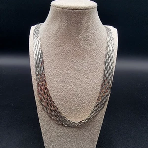Sterling Silver 337 AR ITALY 12mm Braided Herringbone Chain 18" Necklace - Picture 1 of 10