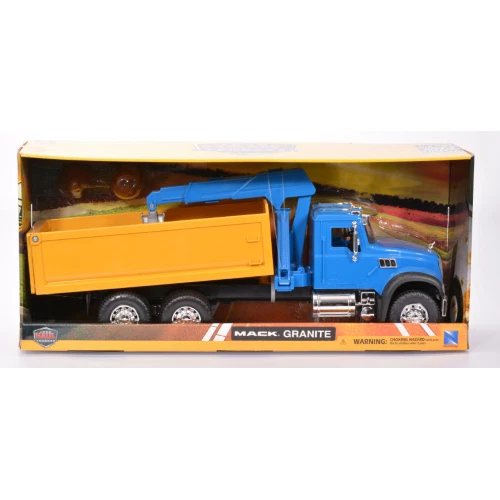 MACK GRANITE DUMP TRUCK WITH CRANE PLASTICA 1:18 New Ray Modellismo Giocattolo M - Immagine 1 di 1