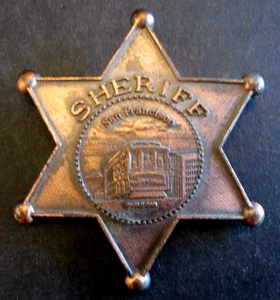 VTG San Francisco 1980's Sheriff Badge Pin Souvenir Cable Car USA 3" Metal - Picture 1 of 5