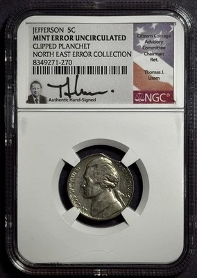1964 Jefferson Nickel - NGC Mint Error Uncirculated (Clipped Planchet) - Image 1 of 4