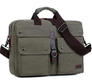 Stylish 17 inch Canvas Laptop Bag Messenger Bag Briefcase Vintage Crossbody S... - Picture 1 of 7
