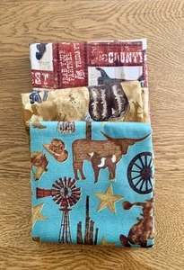 Set Of 3 Western Cowboy Theme Fabric Cuts - Picture 1 of 8