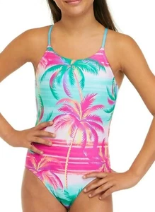 Breaking Waves Big Girl's Colorful Bow Tie Back One-Piece Swimsuit-Size-10 - Picture 1 of 4