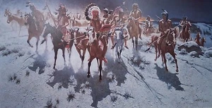 FRANK MCCARTHY, Breaking Moonlit Silence, Sioux Indians, ARTIST PROOF Print  - Bild 1 von 3