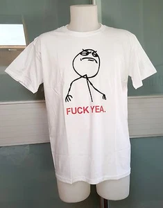 T-SHIRT MEME in Cotone al 100% Bianco (Size L) LARGE (FAaccia FUCK YEA) NUOVA - Bild 1 von 1