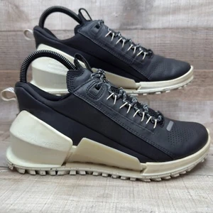 Ecco Shoes Biom 2.0 Leather Sneakers Womens 5 - 5.5 5 1/2 Black Beige White Shoe - Picture 1 of 17