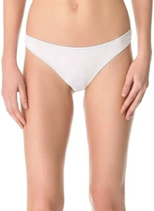 Skin 187909 Womens Solid Classic Cotton Thong Underwear White Size Small - Picture 1 of 3