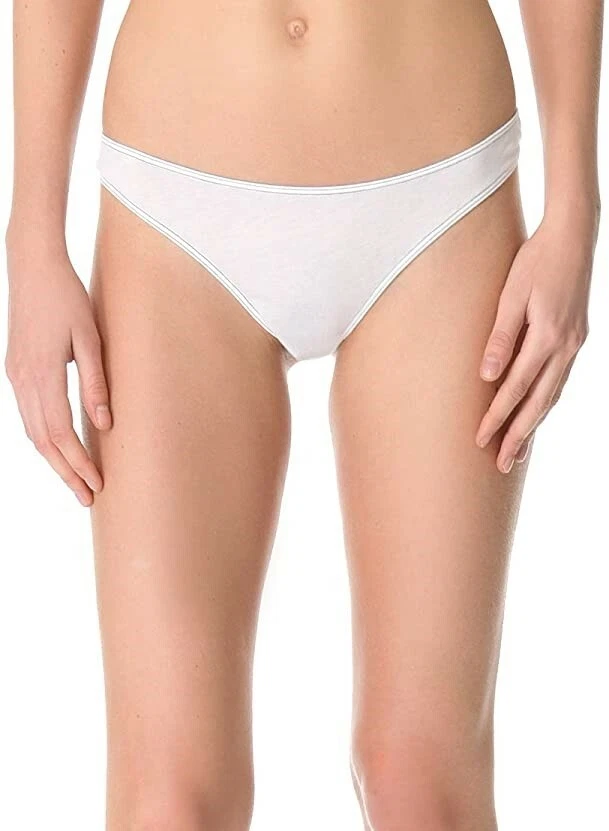 Skin 187909 Womens Solid Classic Cotton Thong Underwear White Size Small - Image 1 of 3
