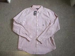 NEW NWT MENS ABERCROMBIE & FITCH STRETCH PINK/BLUE BUTTON DOWN SHIRT SIZE MEDIUM - Picture 1 of 2