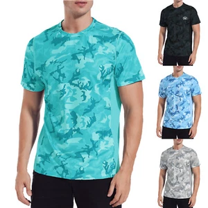 Mens UPF 50+ UV Sun Short / Long Sleeve Shirts Outdoor SPF Rash Guard for Swim - Picture 1 of 55