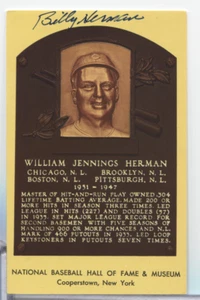Postal autografiada de Billy Herman Cubs HOF 3,5"x5,5" con certificado de autenticidad 101723MGL-9 - Imagen 1 de 2