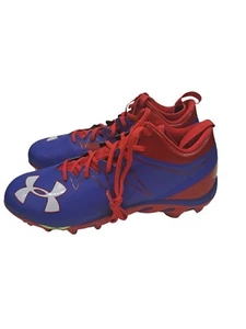 UA Under Armour Nitro Mid Football Cleats MEN'S Size 13.5 Red / Blue - Picture 1 of 7