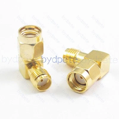 RP-SMA male to SMA female 90 degree Connector Right Angle Adapter Coax Adaptor - Image 1 of 4