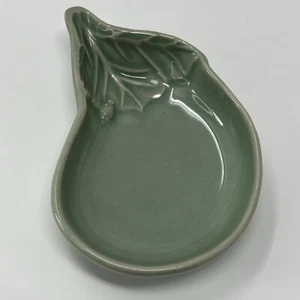 Korean Celadon Eggplant Side Dish W/Ladybug Relief Great For Sauce Or Trinkets - Picture 1 of 4