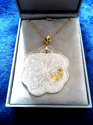 LALIQUE FABULOUS VERMEIL NECKLACE AOMBELLES & BUTTERFLY CRYSTAL -OUSTANDING - Image 1 of 4