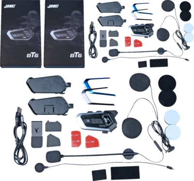 J&M Headset Bluetooth Communication Helmet Headset HS-BT6-UNV-D Dual Pack - Image 1 of 2