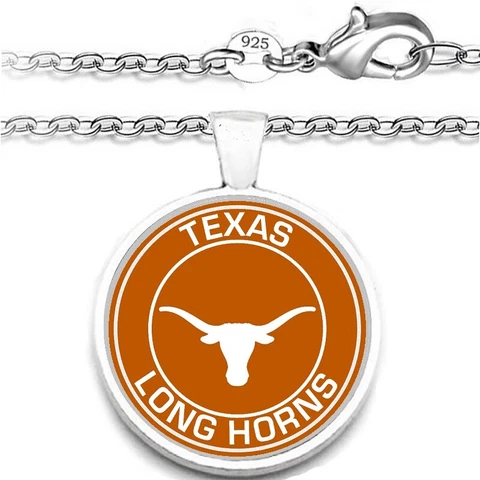 Texas Longhorns Womens Silver Chain Link Necklace With Pendant A1 Cover