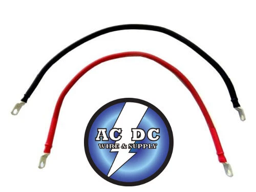 ACDCWIREANDSUPPLY 4 Awg HD Golf Cart Battery Cable (1-21"B,1-21"R) E-Z-GO Jumper Cables U.S.A MADE