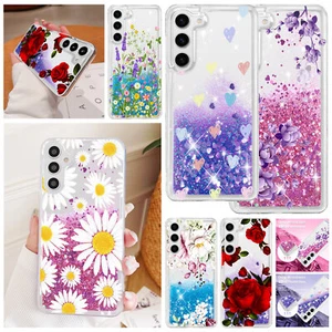 Floral Bling Glitter Case For Samsung A56 A36 A16 A06 S24 S25 Clear Phone Cover - Imagen 1 de 46