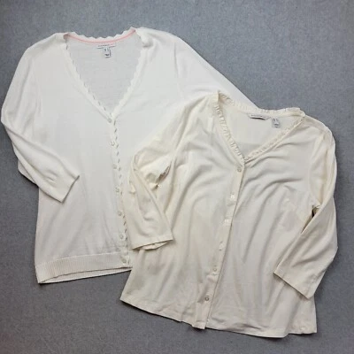 Isaac Mizrahi Womens Cardigan Size Medium White Shirt Cardigan Button Front - Image 1 of 4