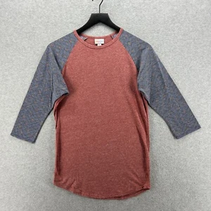 LulaRoe T Shirt Womens Size Small Red Blue Heahtered 3/4 Sleeve Tunic Raglan - Picture 1 of 10