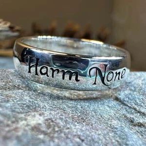 Harm None Wicca Ring Amulett Hexe Heidnisch Unisex Damen Band Sterling Silber 925 - Bild 1 von 10