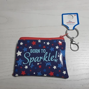 PATRIÓTICO ROJO-BLANCO-AZUL ESTRELLAS SOSTIENE TARJETAS DE CRÉDITO/MONEDERO DE CAMBIO CON LLAVERO CREMALLERA - Imagen 1 de 9